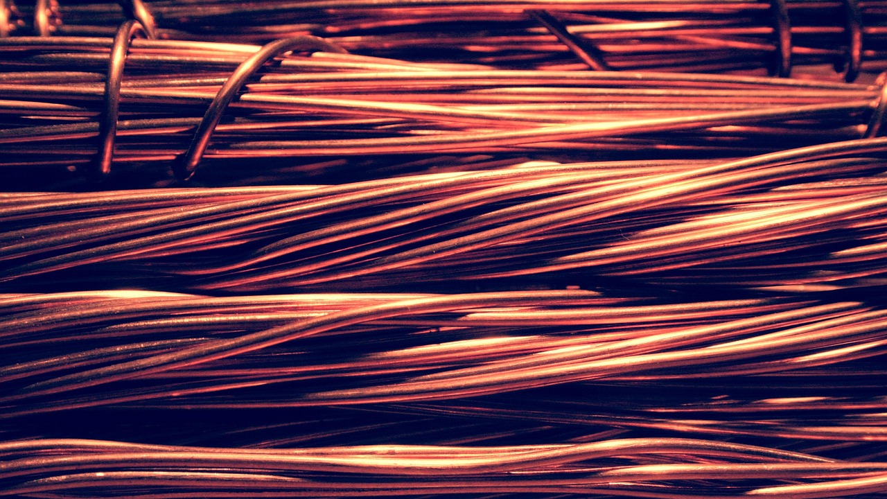 Strands of bare copper wire